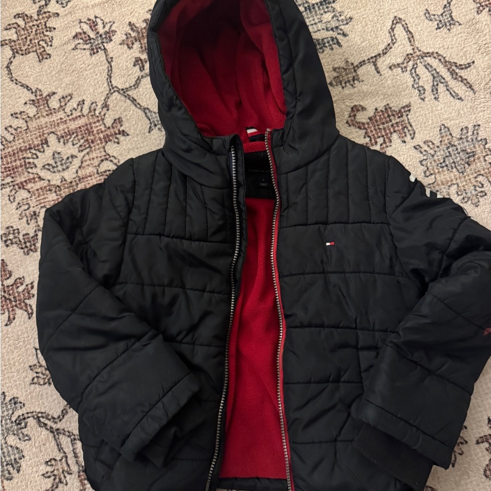 Tommy Hilfiger Kids Black and Red Puffer Jacket